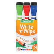 Write n Wipe 2 in 1 Whiteboard Markers 3 Pack 6 Colours - Cafe Supply