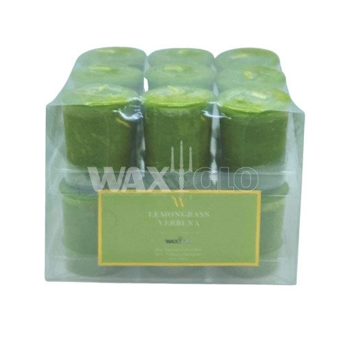 50mm SCENTED VOTIVE CANDLE (18pk) - LEMONGRASS VERBENA - Cafe Supply