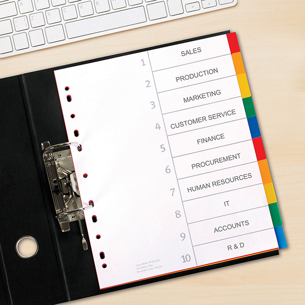 Avery Dividers A4 10 Tab Coloured Pre-Printed Extra Wide L7411-10 - Cafe Supply