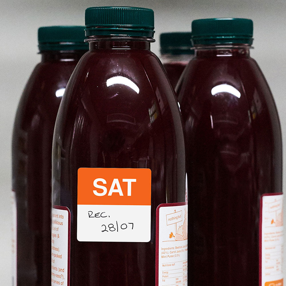 Avery Labels Saturday Square Day 40x40mm Orange White 500 Roll - Cafe Supply