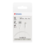 Verbatim Essentials Charge & Sync Lightning Cable 1m White - Cafe Supply