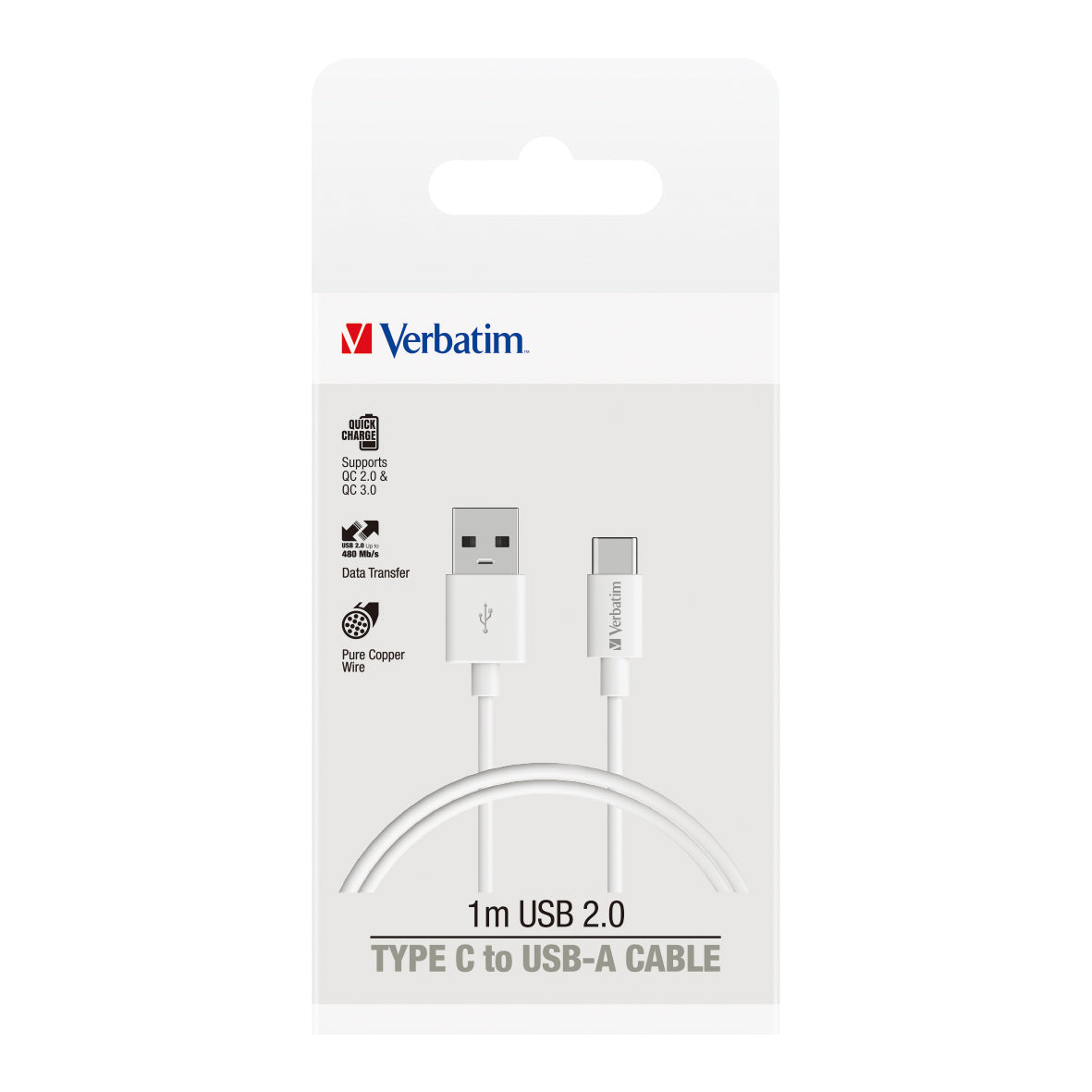 Verbatim Essentials Charge & Sync USB-C Cable 1m White - Cafe Supply