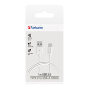 Verbatim Essentials Charge & Sync USB-C Cable 1m White - Cafe Supply