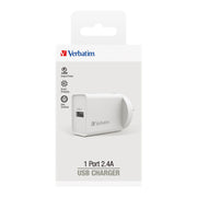 Verbatim Essentials USB Charger Single Port 2.4A White - Cafe Supply
