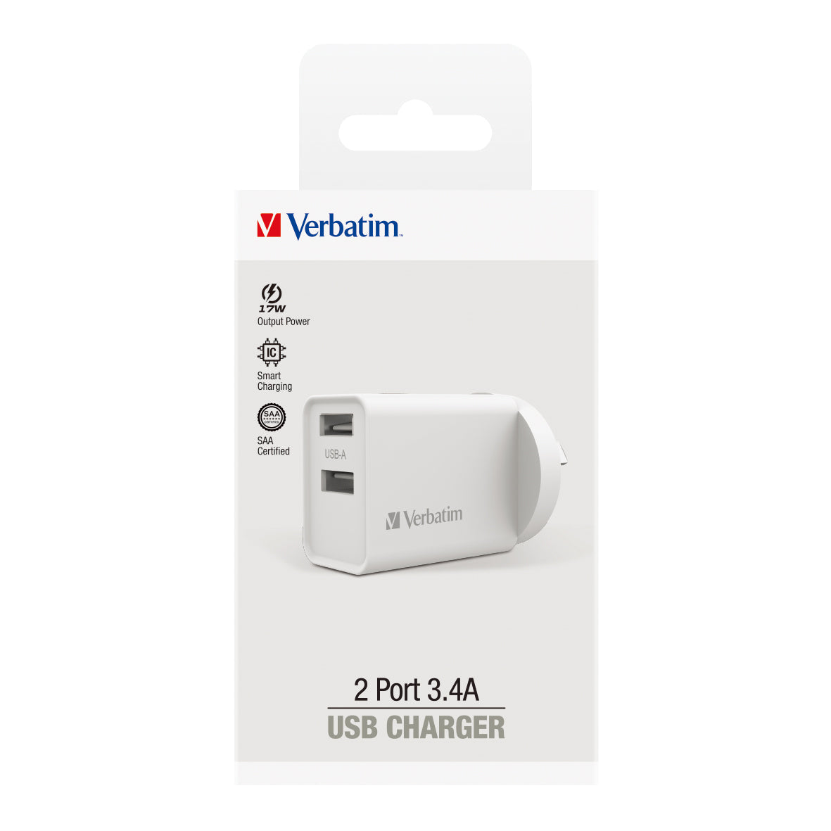 Verbatim Essentials USB Charger Dual Port 3.4A White - Cafe Supply