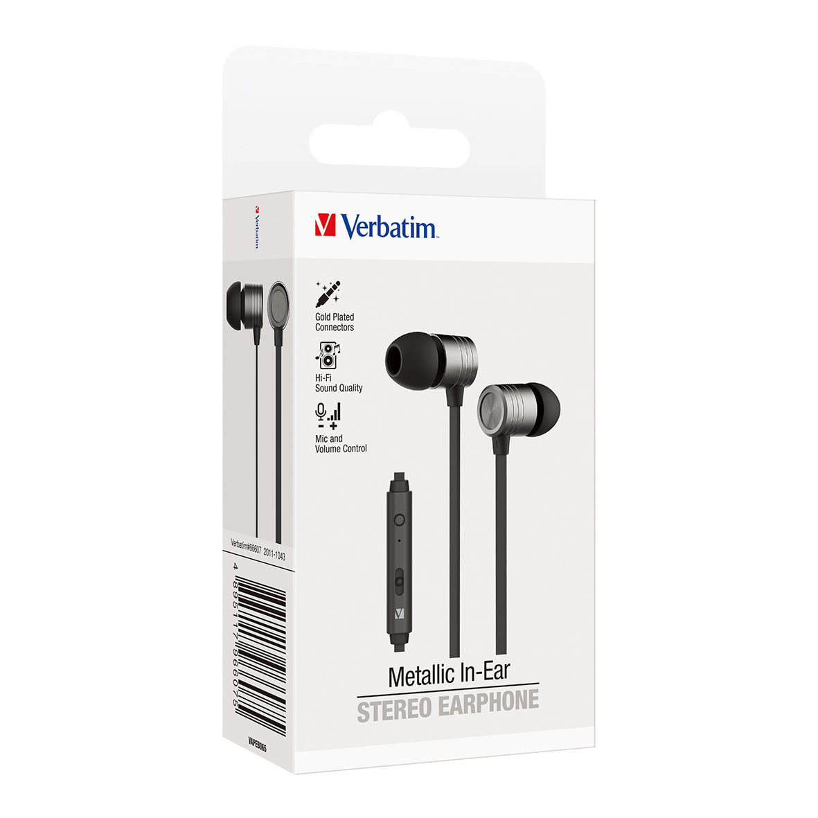 Verbatim Essentials In-Ear Earphones with Mic & Volume Control Space Grey - Cafe Supply