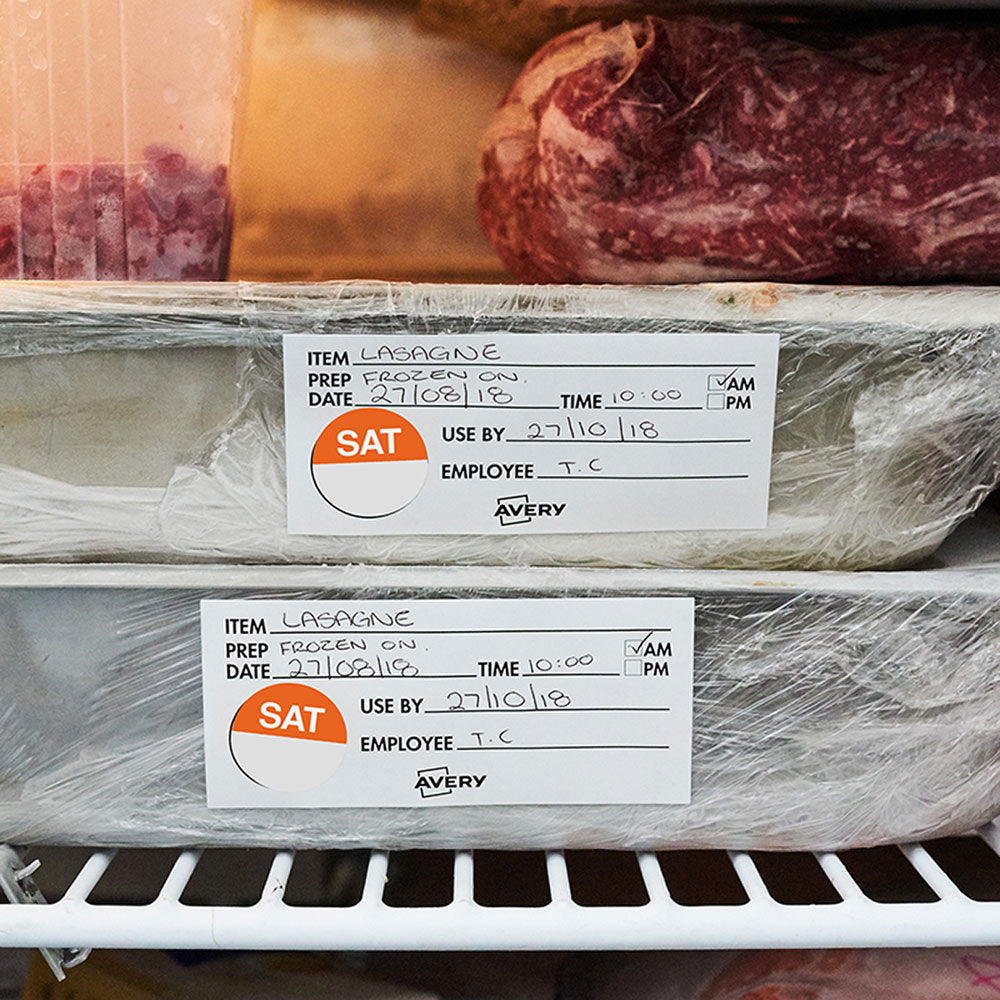 Avery Labels Saturday Round Day 24mm Orange White 1000 Roll - Cafe Supply