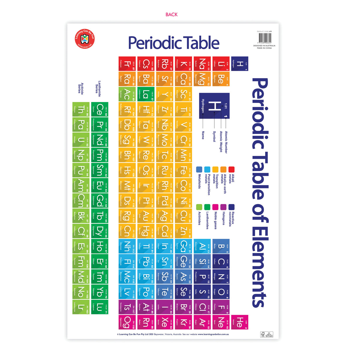 LCBF Wall Chart Periodic Table Poster - Cafe Supply