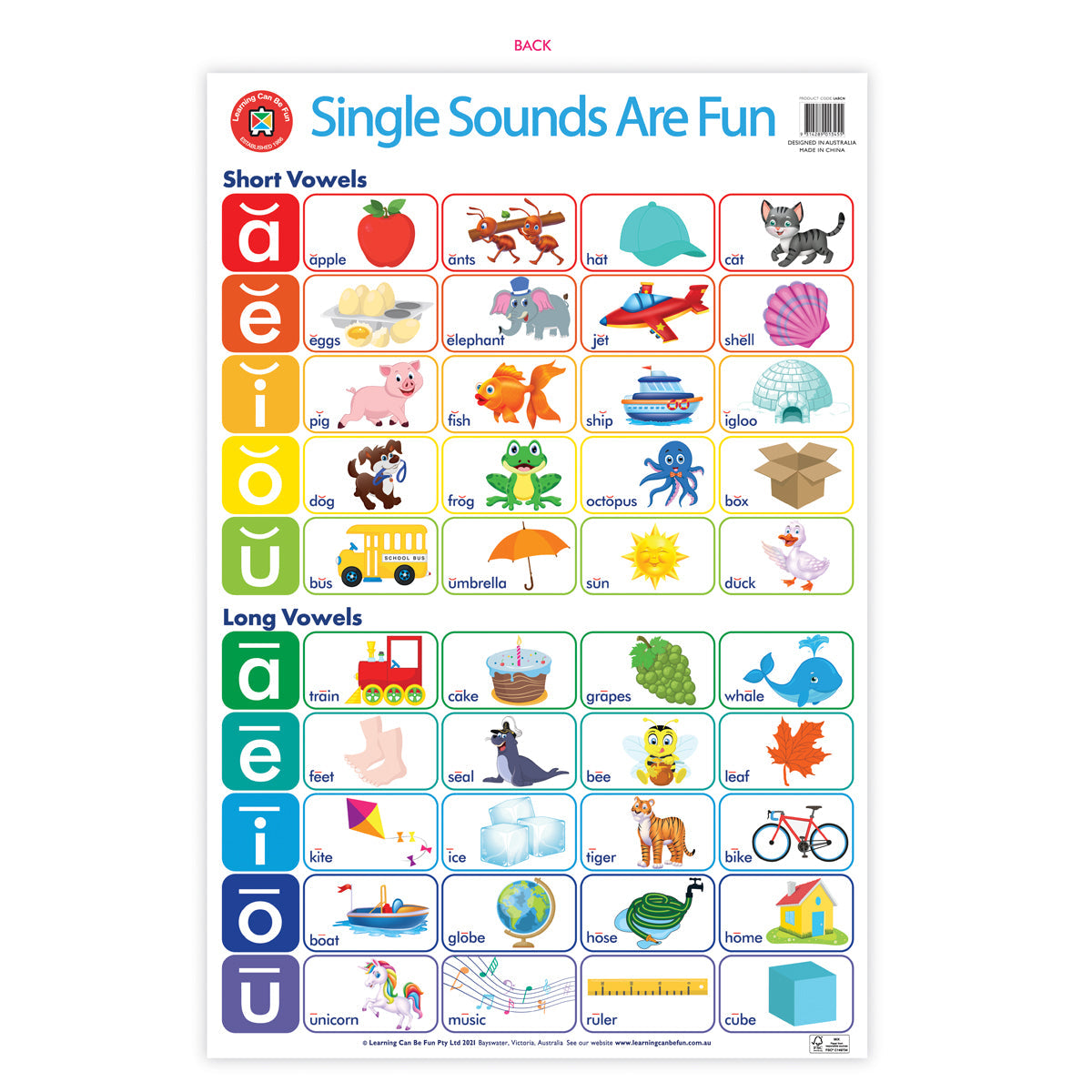 LCBF Wall Chart Single Sounds Are Fun Poster - Cafe Supply