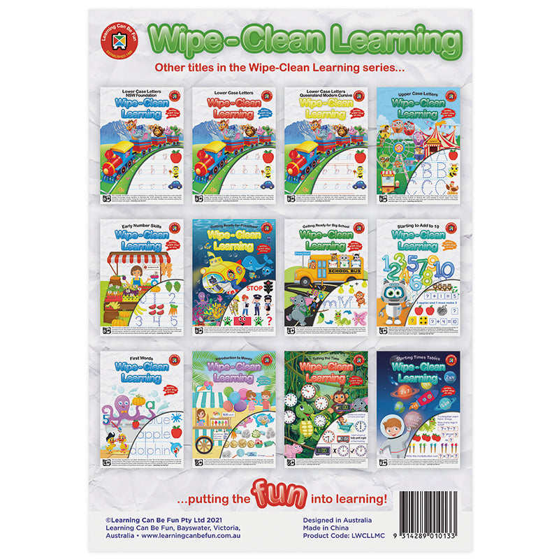 LCBF Wipe Clean Learning Book Lower Case Letter NZ Modern Cursive w/Marker - Cafe Supply