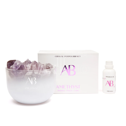 Crystal Potpourri Set - 1kg Crystal, 50ml Oil - Amethyst - Cafe Supply