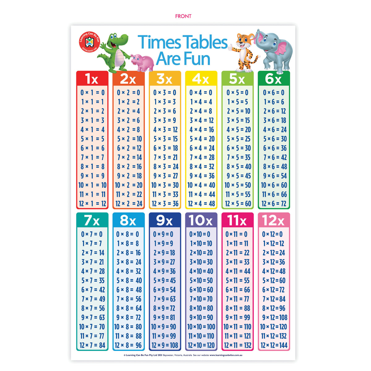 LCBF Wall Chart Times Tables Are Fun Poster - Cafe Supply