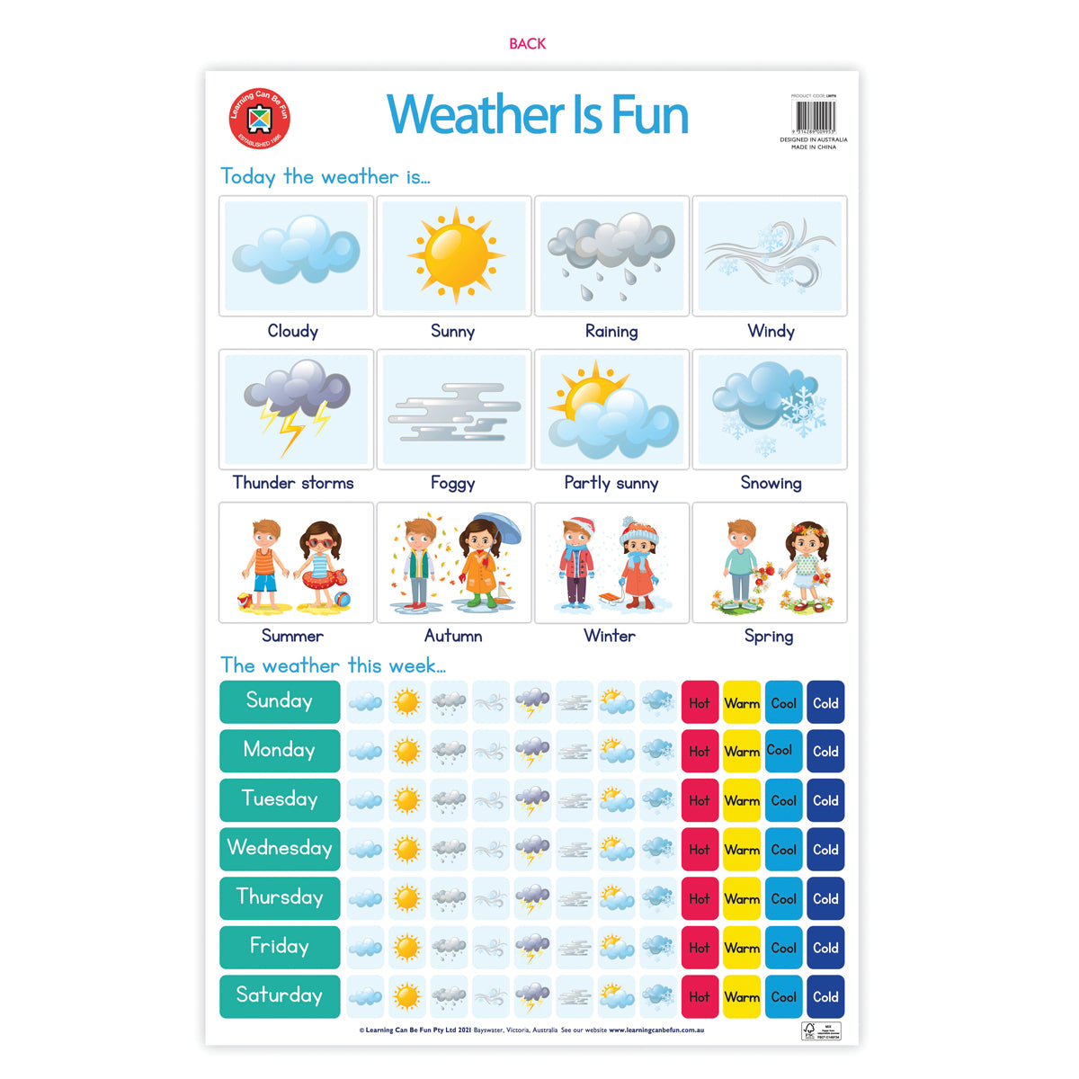 LCBF Wall Chart Weather Is Fun Poster - Cafe Supply