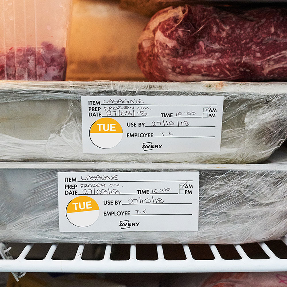 Avery Labels Tuesday Round Day 24mm Yellow White 1000 Roll - Cafe Supply