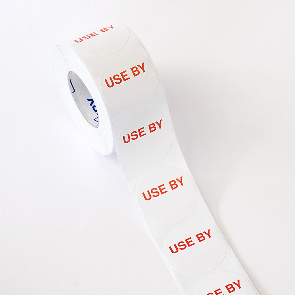Avery Labels Use By Round 40mm White Red 500 Roll - Cafe Supply