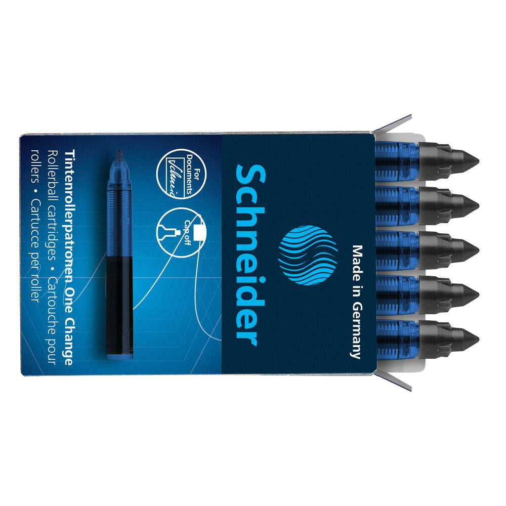 Schneider Rollerball Refill Cartridge One Change Box 5 Pieces Black - Cafe Supply