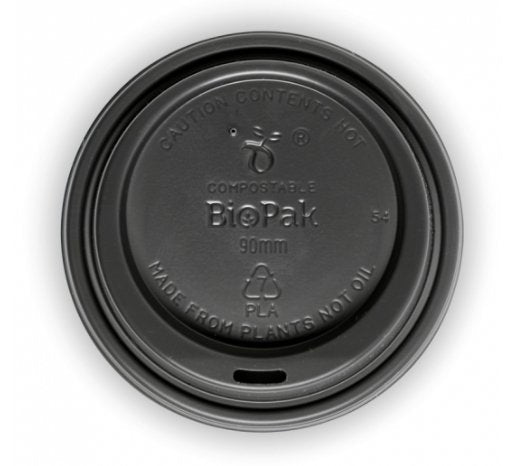 8-20OZ (90MM DIA) PLA BLACK LARGE LID - Cafe Supply