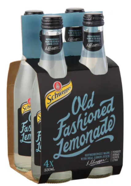 Schweppes Old Fashioned Lemonade Soft Drink Bottles 4 x 330ml
