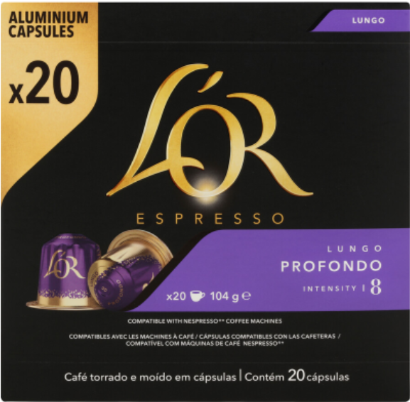 L'OR Espresso Lungo Profondo Intensity 8 Coffee Capsules 20pk