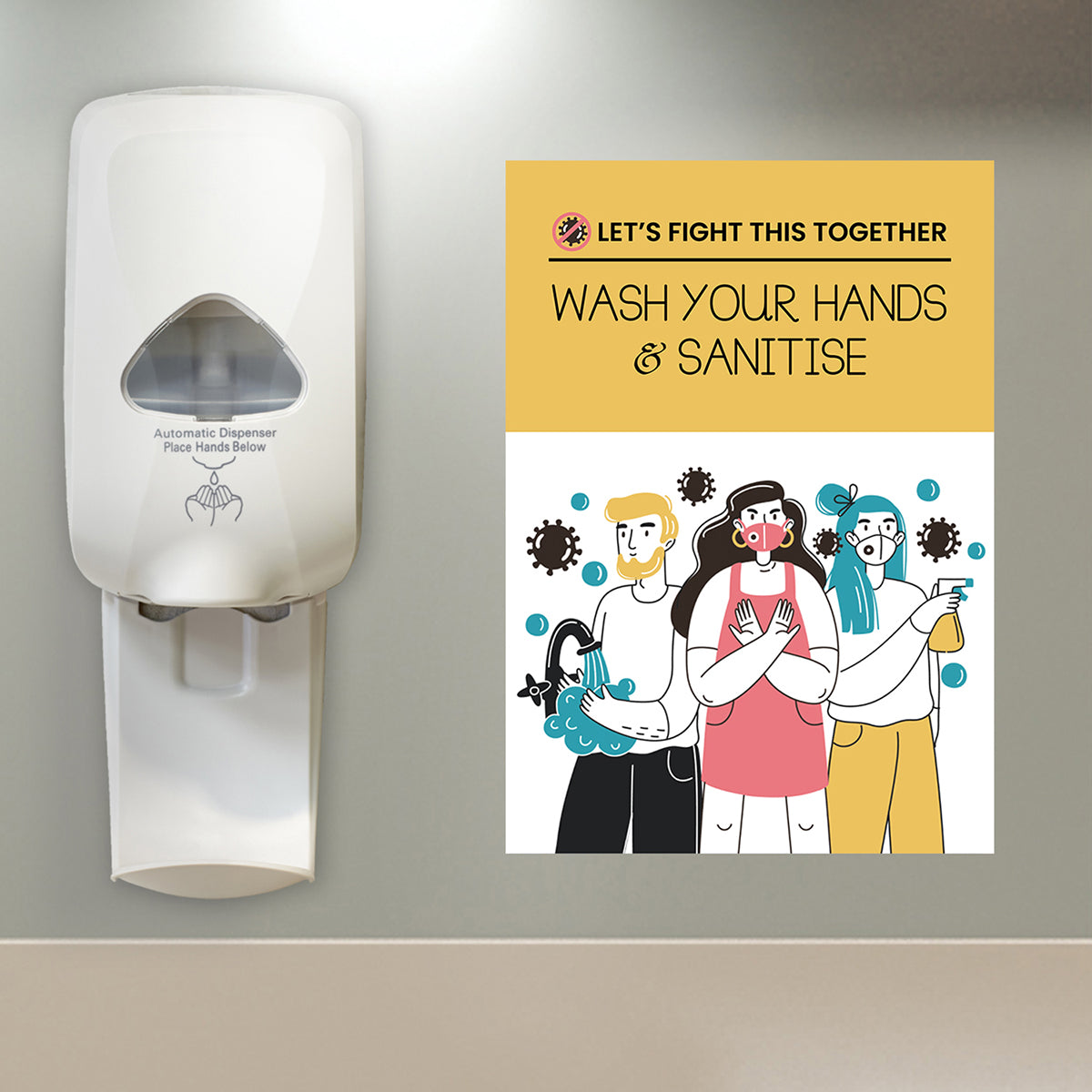 Avery Pre-Printed Self-Adhesive Sign Wash your Hands and Sanitise A4 1up 5 Sheets - Cafe Supply