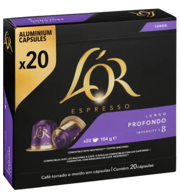 L'OR Espresso Lungo Profondo Intensity 8 Coffee Capsules 20pk