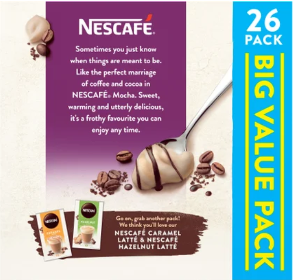 Nescafe Mocha Coffee Sachets Value Pack 26pk - Cafe Supply