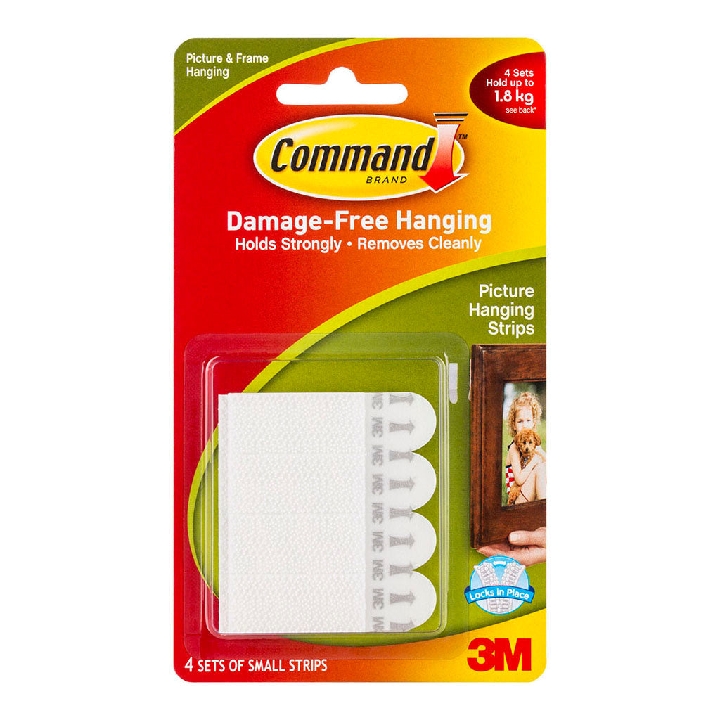 Command Picture Hanging Strips 17202 Small White, Pack of 4 Sets