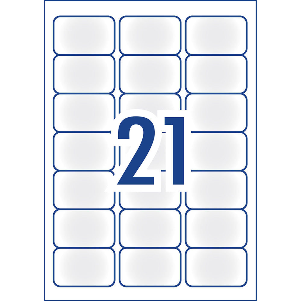 Avery Label J8560 Frosted Clear 63.5mmx38.1mm 21up 25 Sheets Inkjet - Cafe Supply