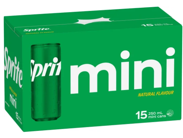 Sprite Natural Flavour Soft Drink Mini Cans 15 x 250ml