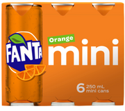Fanta Orange Soft Drink Mini Cans 6 x 250ml