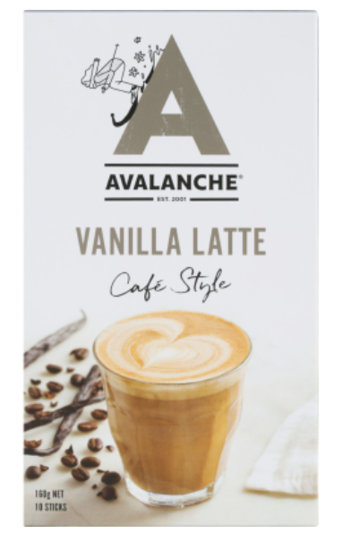 Avalanche Vanilla Latte Coffee Sticks 10 x 16g - Cafe Supply