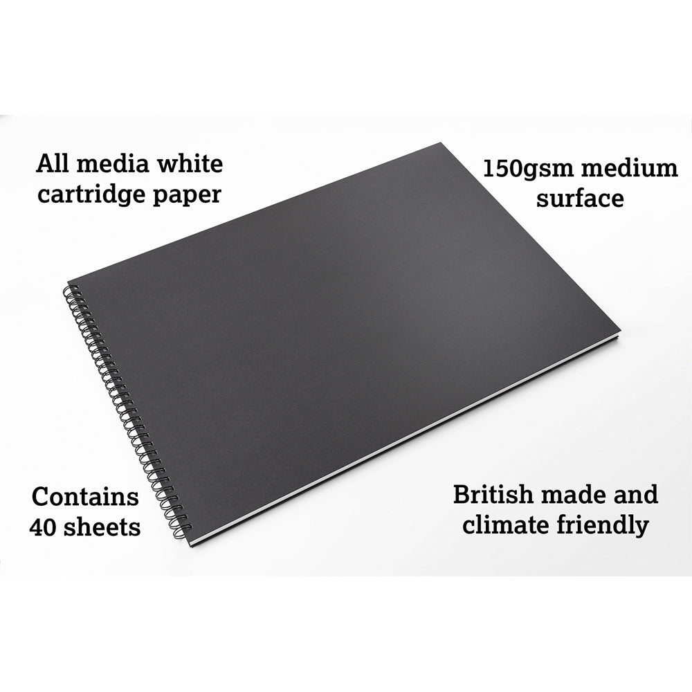 Artgecko Classy Sketchbook A2 Landscape 80 Pages 40 Sheets 150gsm White Paper - Cafe Supply