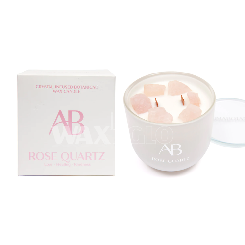 340g Jar Candle with Crystals - Rose Quartz - Cafe Supply