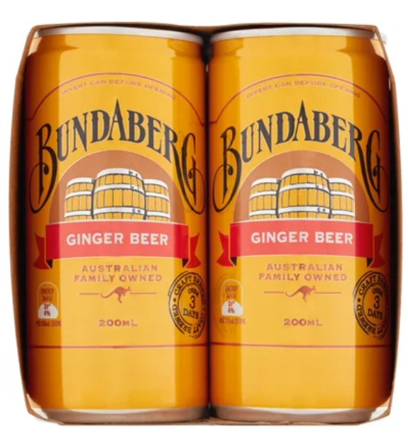 Bundaberg Ginger Beer Mini Cans 6 x 200ml - Cafe Supply