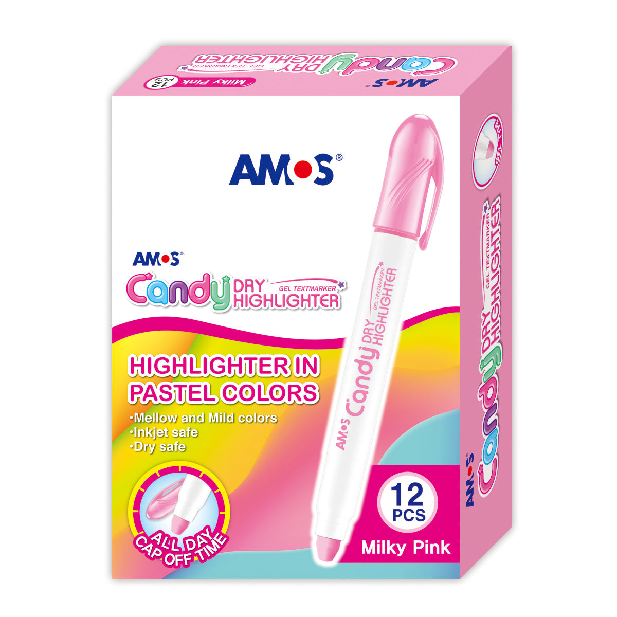 Amos Dry Highlighter Pastel Milky Pink - Cafe Supply