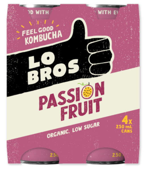 Lo Bros Passionfruit Kombucha 4 x 250ml
