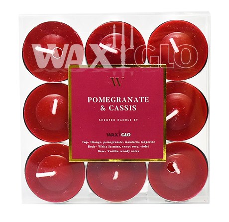 'W' SCENTED RANGE 4 HOUR TEALIGHT (9pk) - POMEGRANATE CASSIS - Cafe Supply