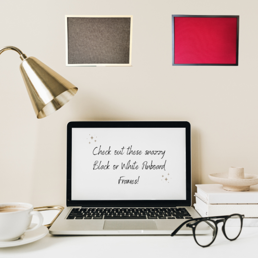 PINBOARD | White or Black Wood Frame | Standard Fabric
