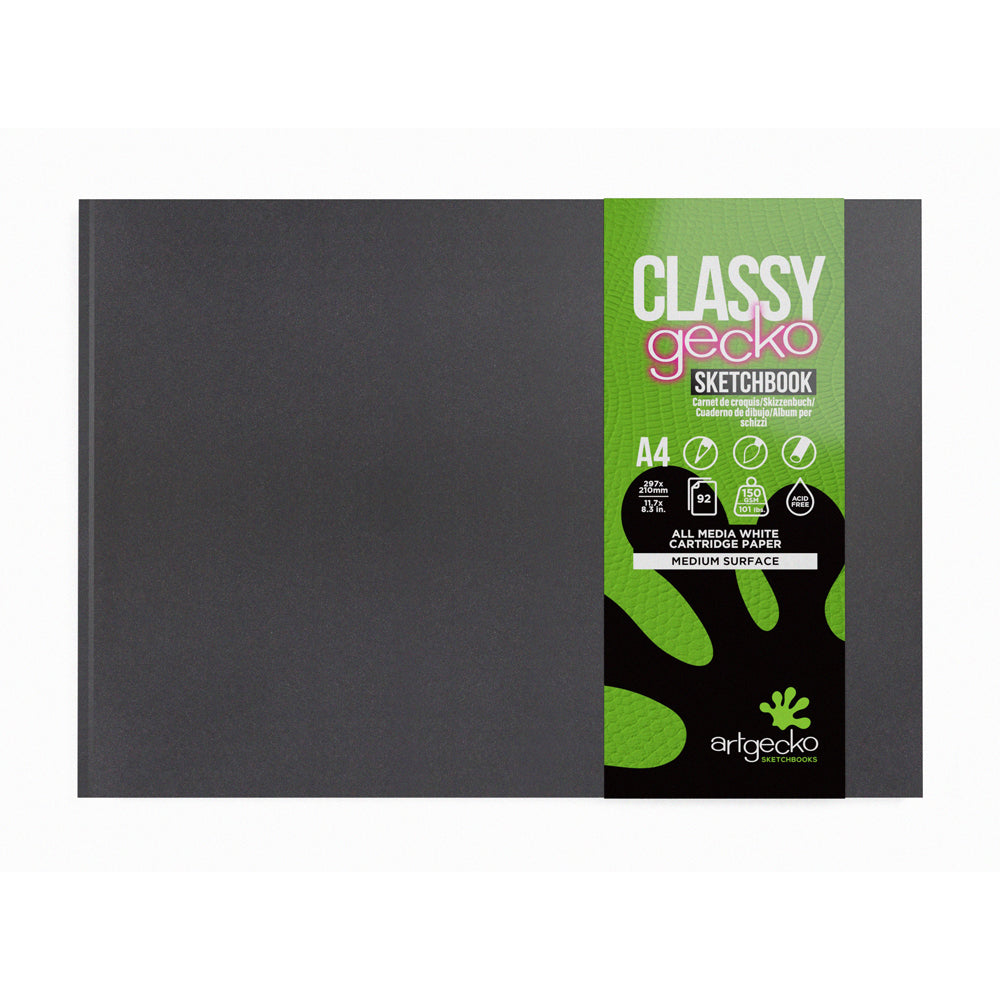 Artgecko Classy Sketchbook Casebound A4 Landscape 92 Pages 46 Sheets 150gsm White Paper - Cafe Supply