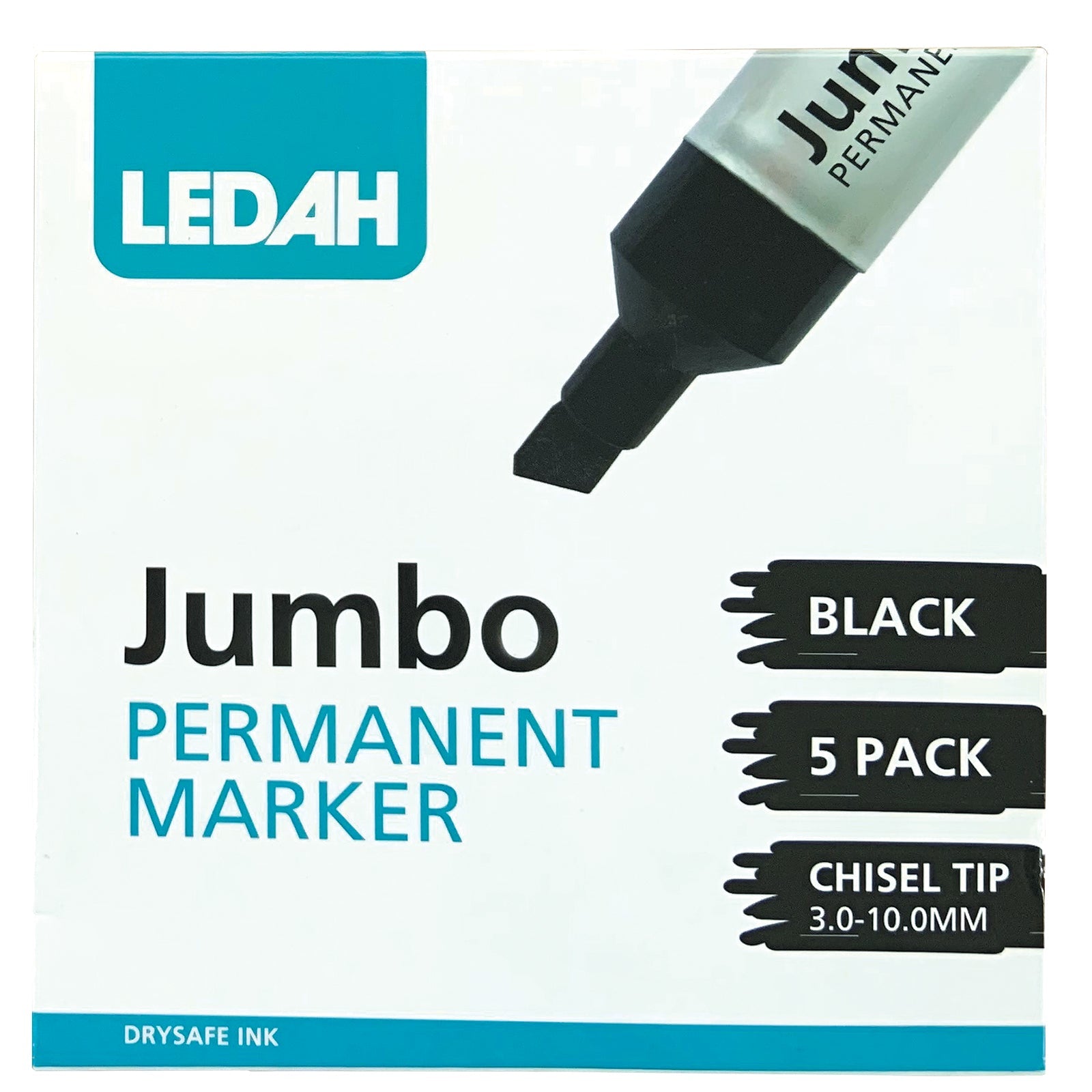 Ledah Jumbo Permanent Marker Black Chisel - Cafe Supply