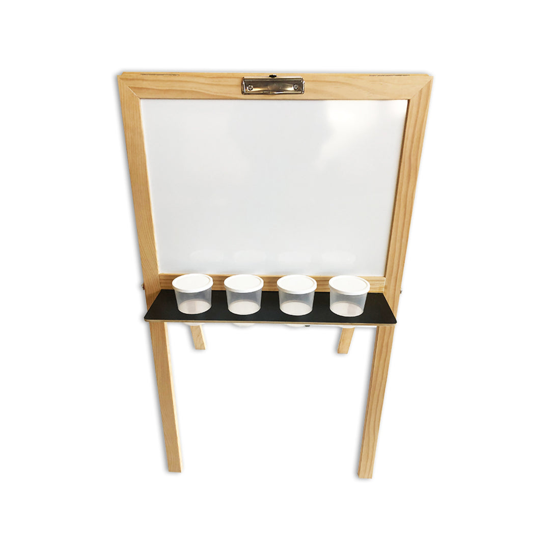 4 Paint Pots + Lids + Shelf for Childs Easel