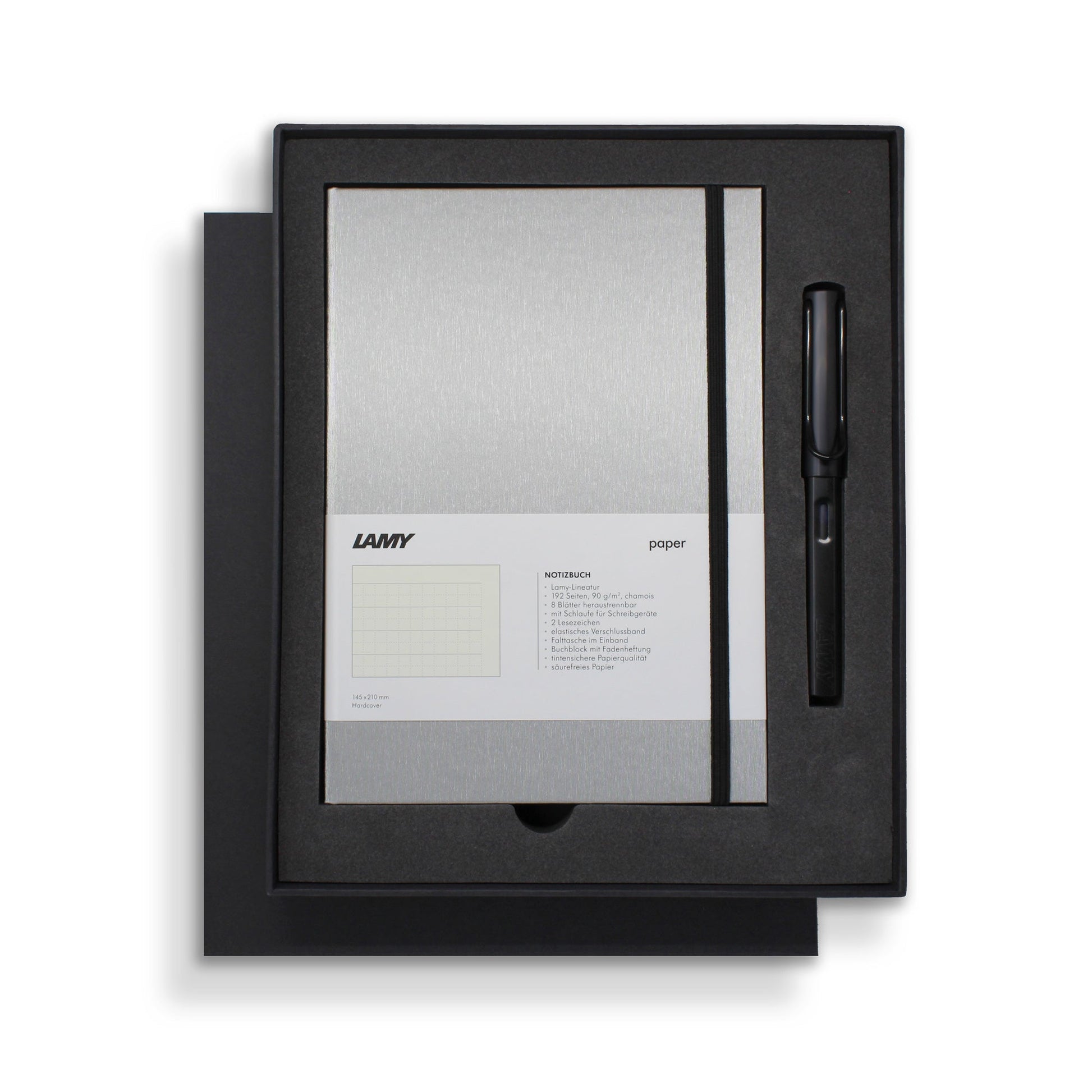 Lamy Notebook Fountain Pen Gift Set A5 Hard Cover Black - Cafe Supply
