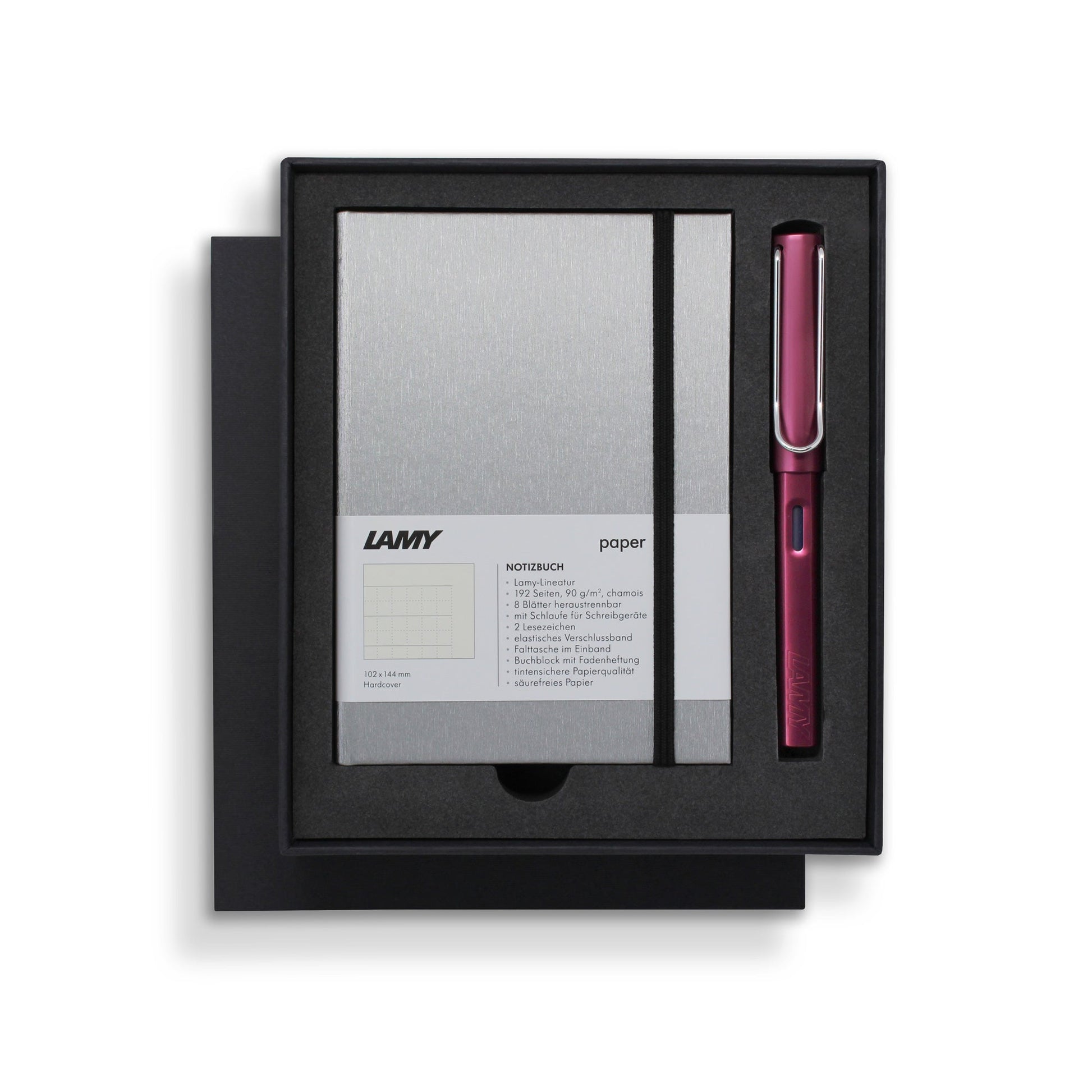 Lamy Notebook Fountain Pen Gift Set A6 Hard Cover Black/Purple - Cafe Supply