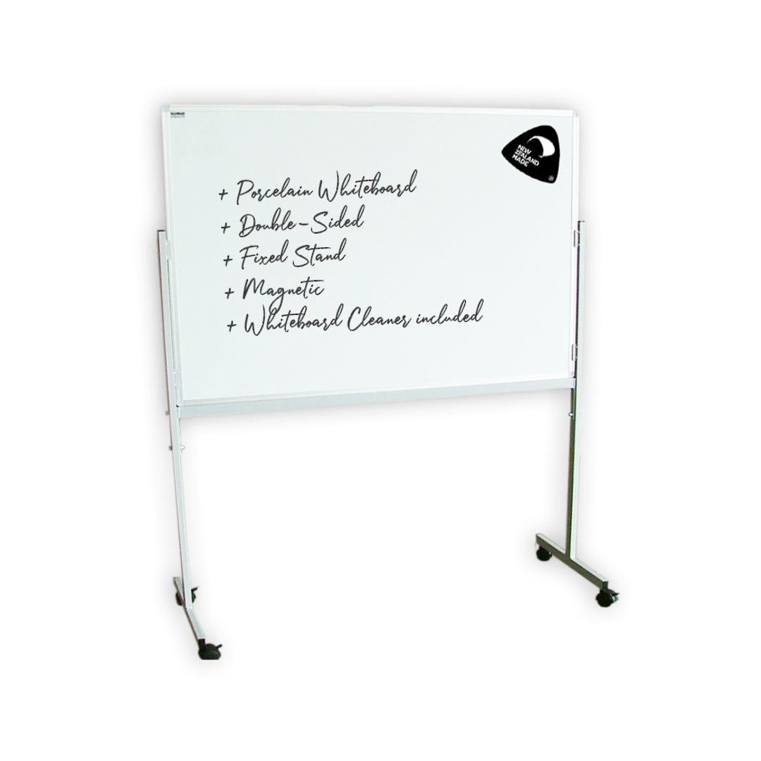 PORCELAIN WHITEBOARD + FIXED MOBILE STAND | Double Sided