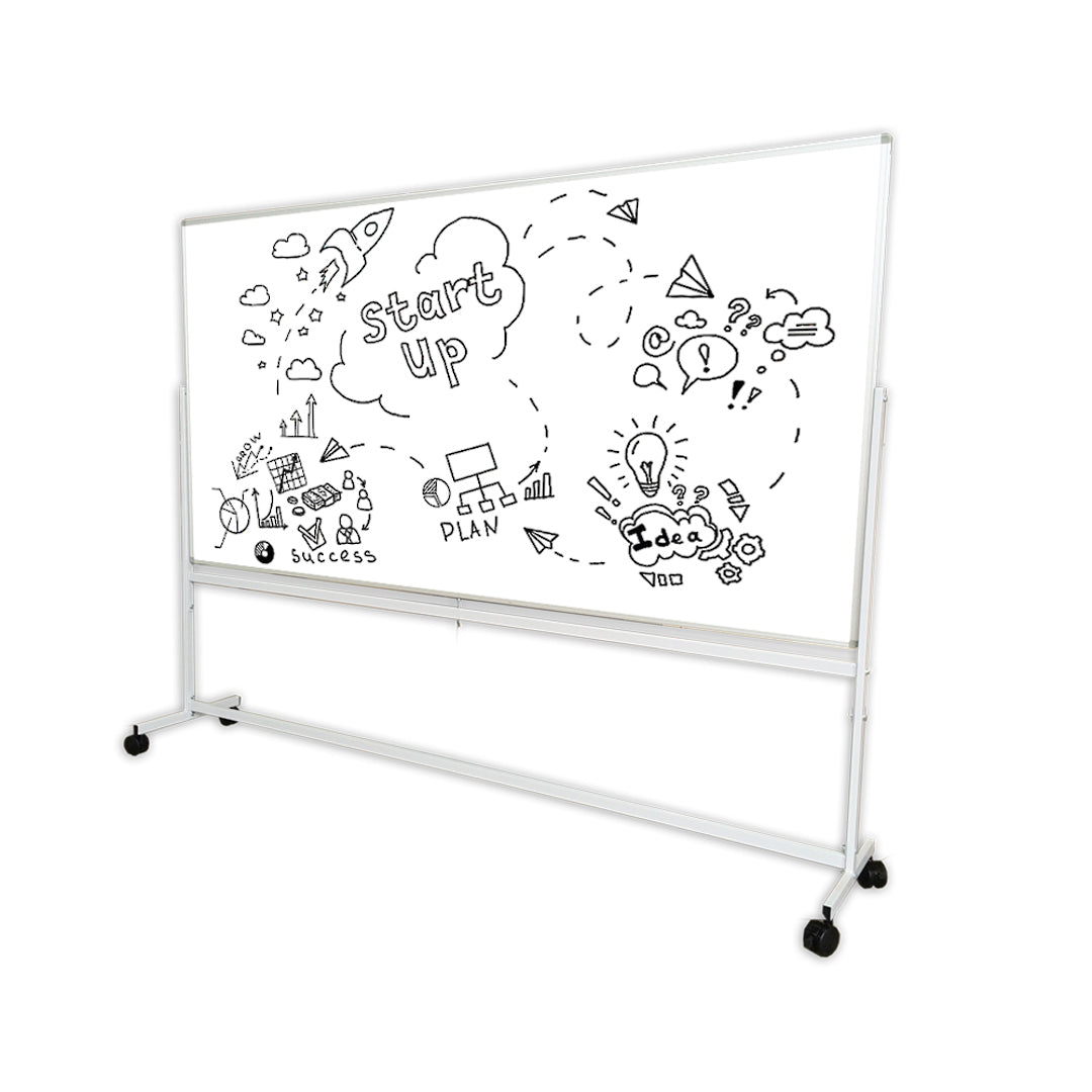 PORCELAIN WHITEBOARD + PIVOTING MOBILE STAND | Double Sided