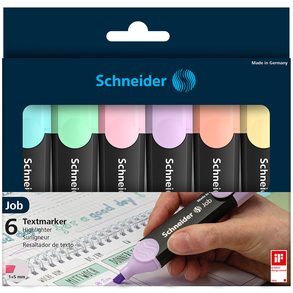 Schneider Highlighter Job Pastel Assorted Wallet 6 pieces - Cafe Supply