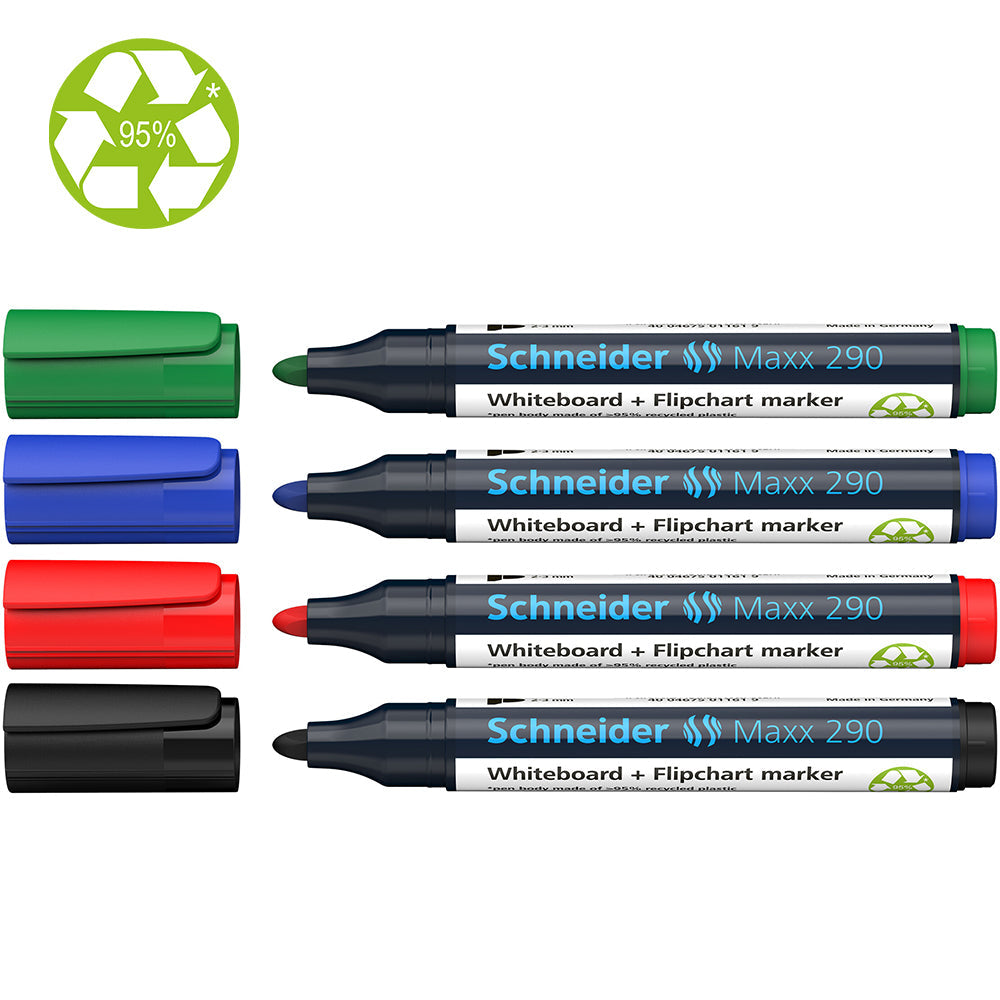 Schneider Whiteboard Marker Maxx 290 Assorted Wallet 4 pieces - Cafe Supply