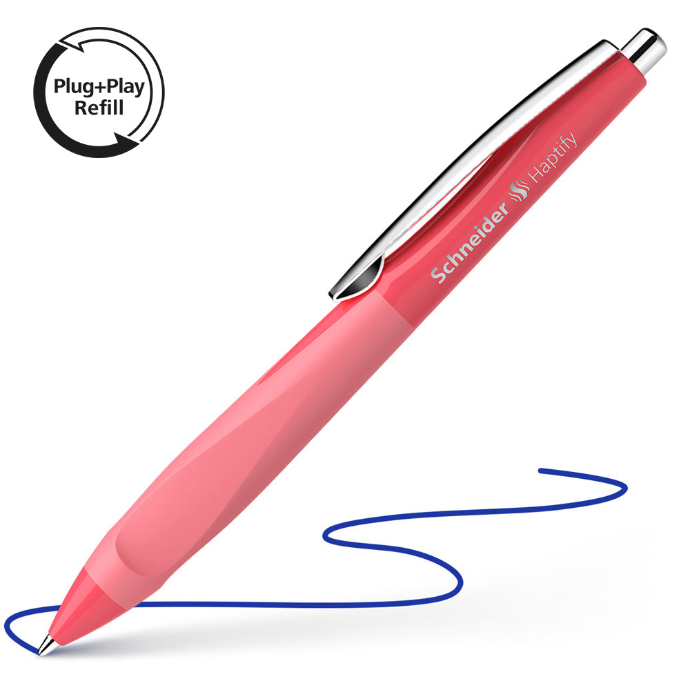 Schneider Ballpoint Pen Haptify Medium Blue Ink Coral/Light Coral Barrel - Cafe Supply