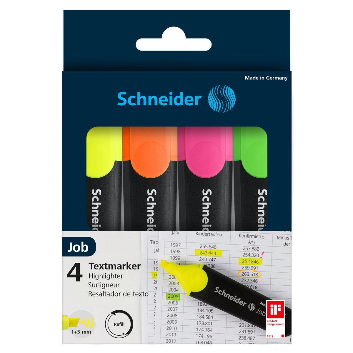 Schneider Highlighter Job assorted Wallet 4 pieces - Cafe Supply