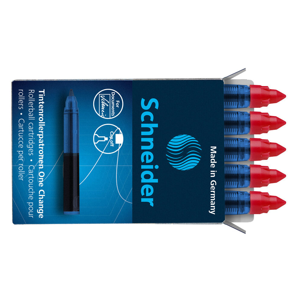Schneider Rollerball Refill Cartridge One Change Box 5 Pieces Red - Cafe Supply